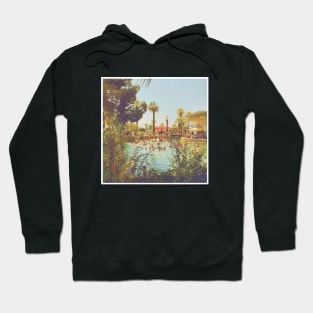 Beautiful Palm Trees Photography design with blue sky and swimming pool holiday vibes Hoodie